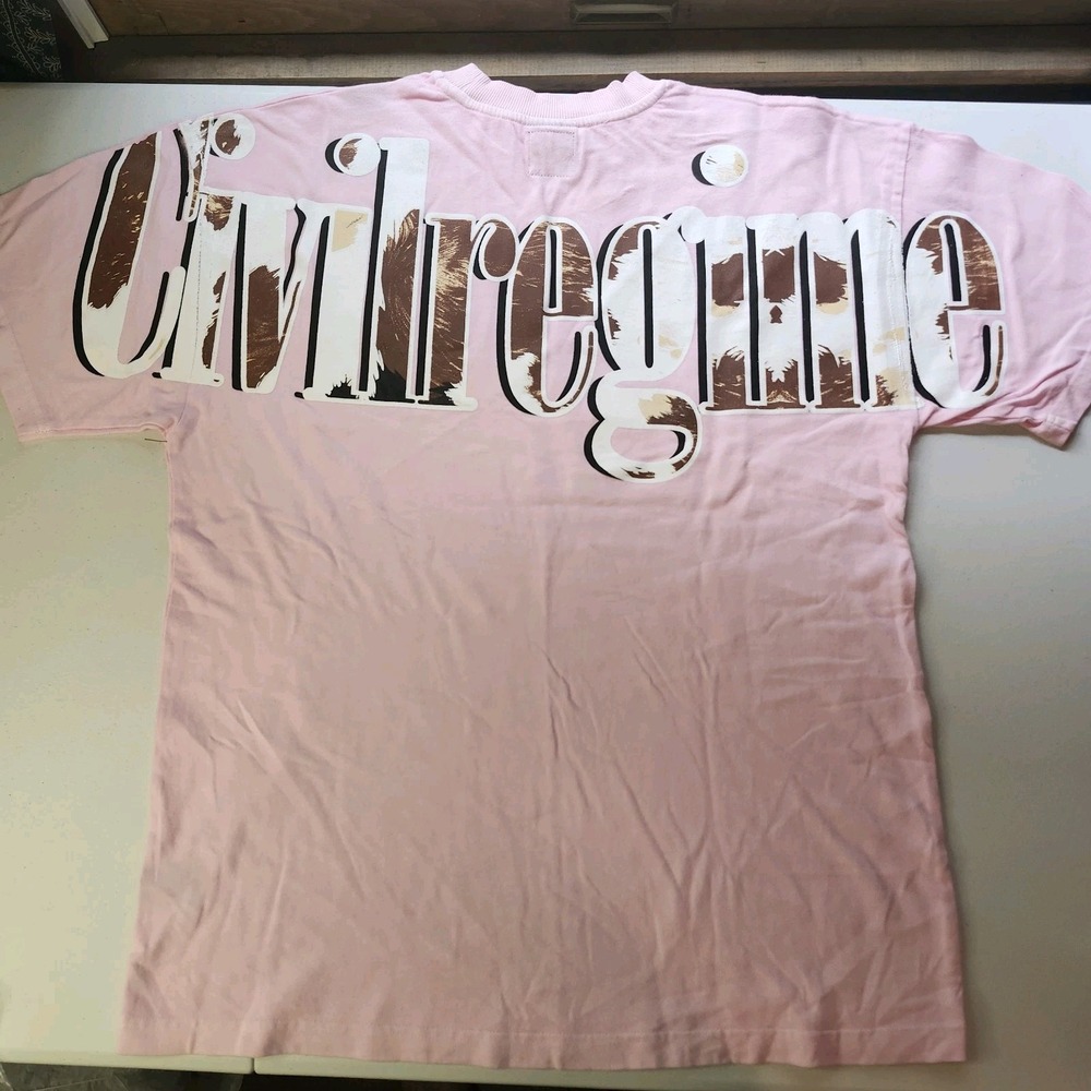 Civilregime Graphic Logo T-Shirt Men's Size S Pink Crewneck Oversize